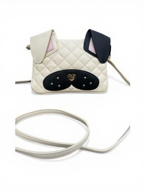 EUC Betsey Johnson Kitsch Cream Quilted Dog Face Crossbody Bag